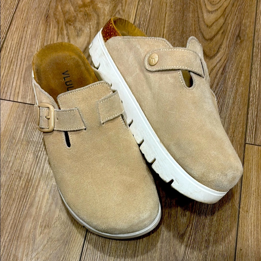 Genuine Suede Clogs for Women Platform Shoes，Comfort Potato Shoes Size 8-5-9